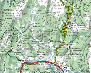 La descente vers Die depuis le col de Rousset (Vercors Sud)